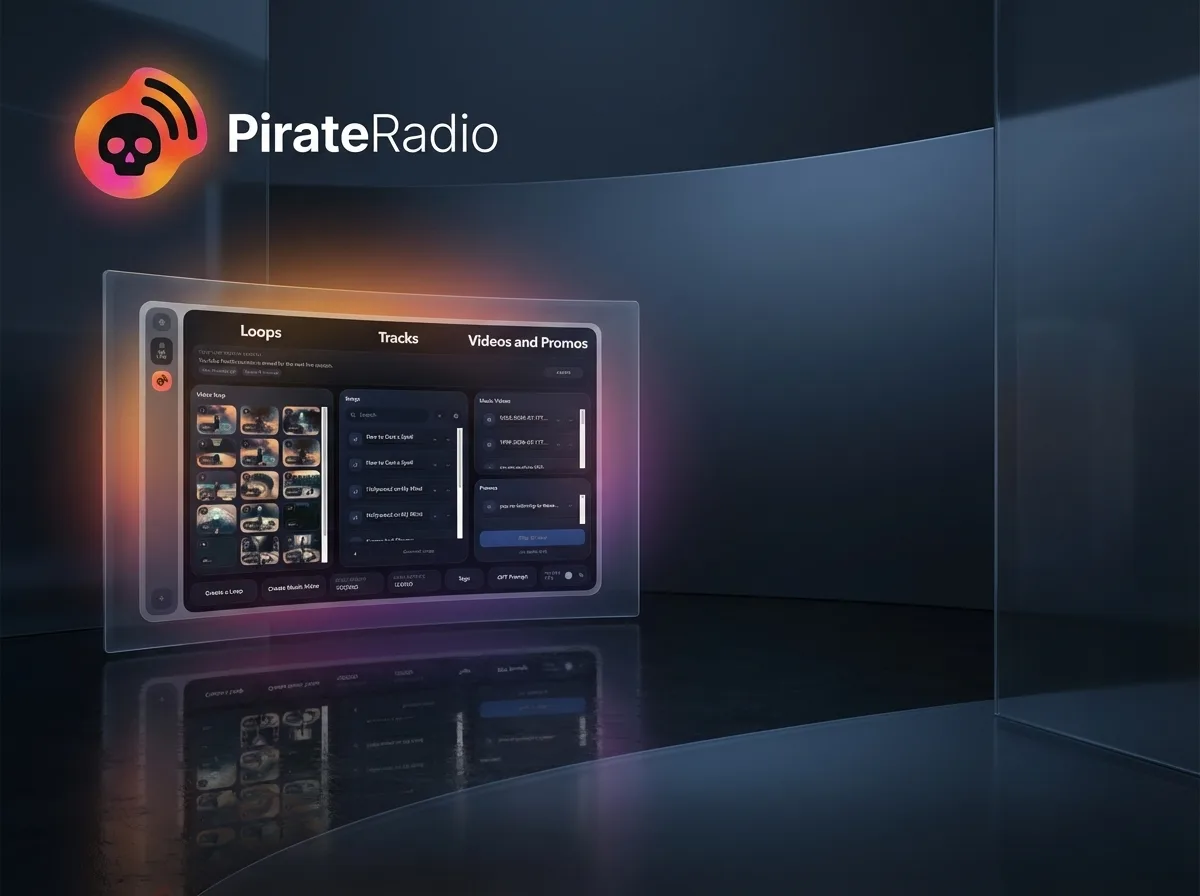 PirateRadio interface in a premium dark environment